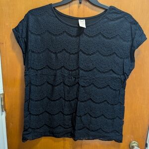 Faded Glory Black Lace Short Sleeve Top